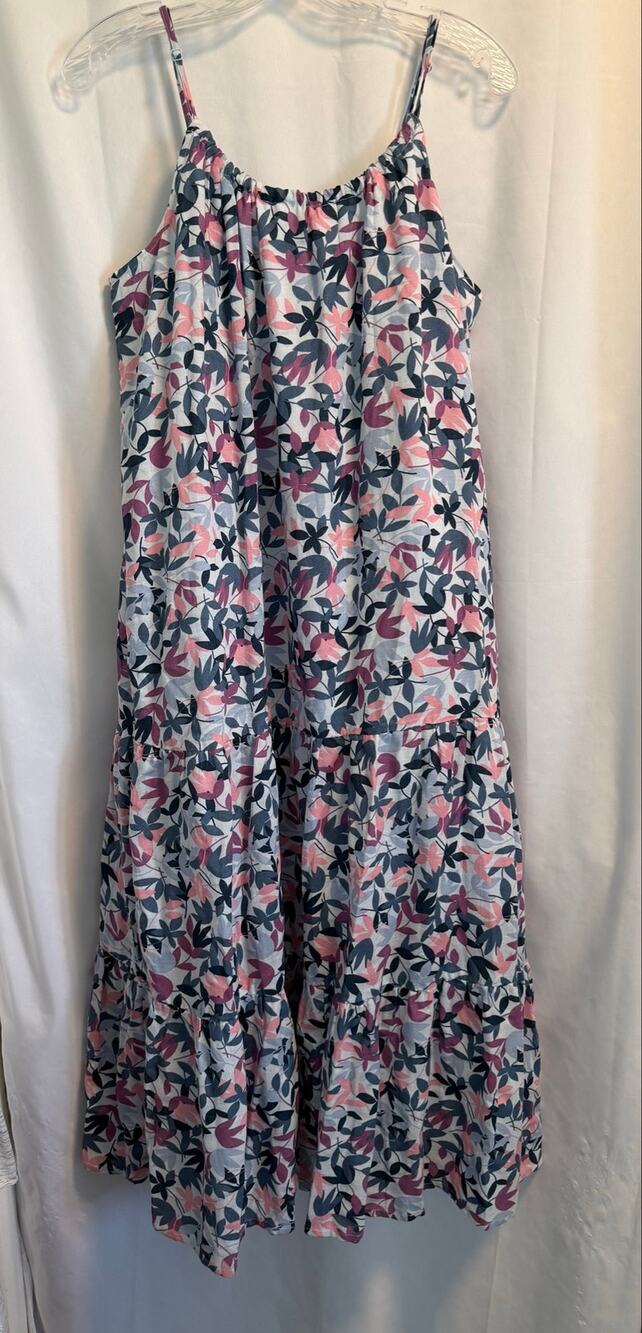 Pink Purple and White Floral Dress for Spring with Spaghetti Straps